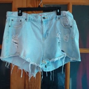 Ripped jean shorts